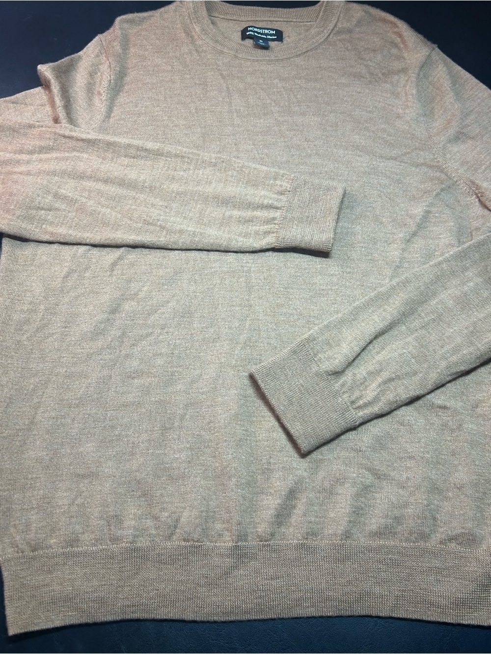 Nordstrom 100% Washable Merino Wool Crewneck Sweater XL Taupe Beige